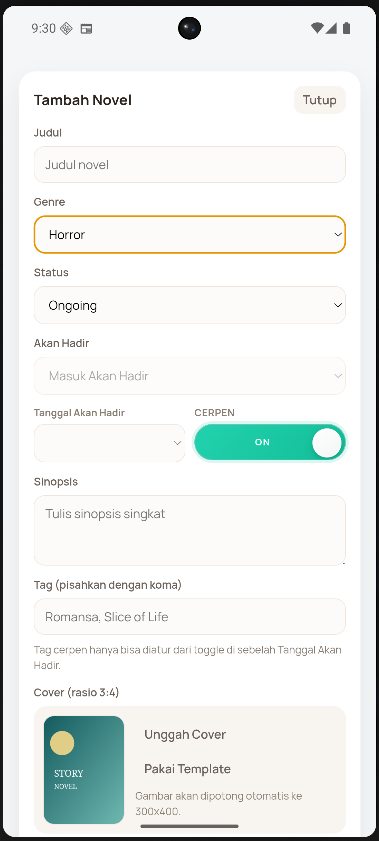 Panduan upload cerpen dengan kategori horror